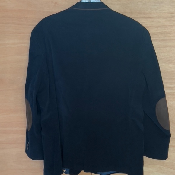 Lauren Ralph Lauren navy corduroy blazer men's 48R sports coat brown elbow patch - Picture 5 of 8